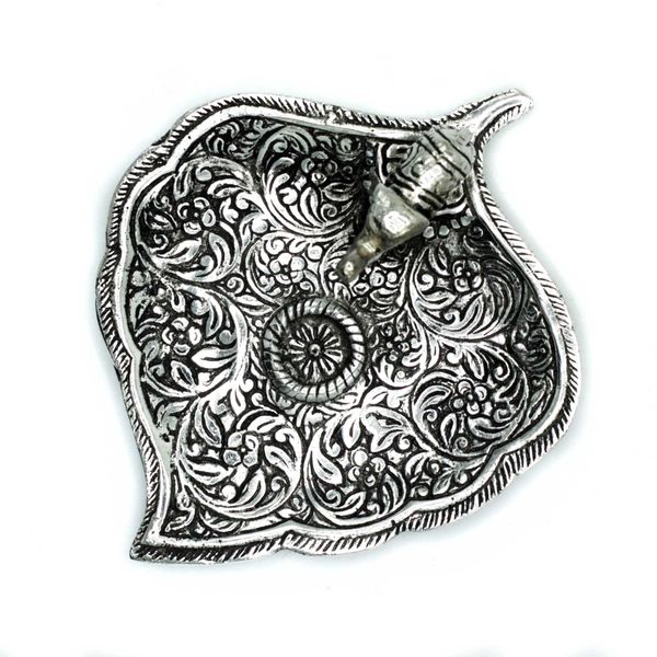 Porta Incienso Hoja de Elefante de Aluminio Pulido 11cm