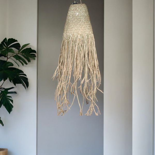 Lampara de Suspension Natural Trenzada en Doum - 20x15cm