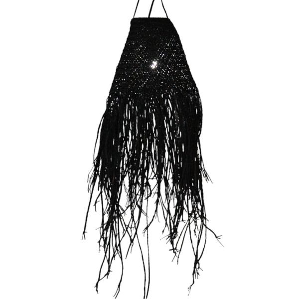 Pantalla de Lámpara de Suspensión Negra Trenzada en Doum - 20x15cm