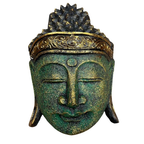Decoracion de Hogar - Cabeza de Buda - 25cm - Acabado Verde Brillante