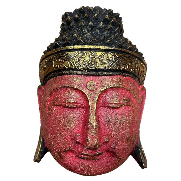 Decoracion de Hogar - Cabeza de Buda - 25cm - Rojo Brillante