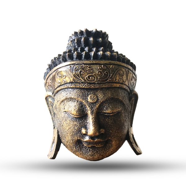 Decoracion de Hogar - Cabeza de Buda - 25cm - Acabado Oro Brillante