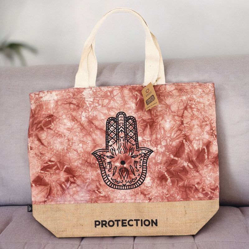 Bolso Natural- Tye-Dye Terracota - Hamsa - Proteccion
