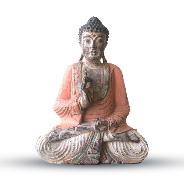 Estatua de Buda Vintage Naranja Tallada a Mano - 40cm - Transmision de Enseñanza