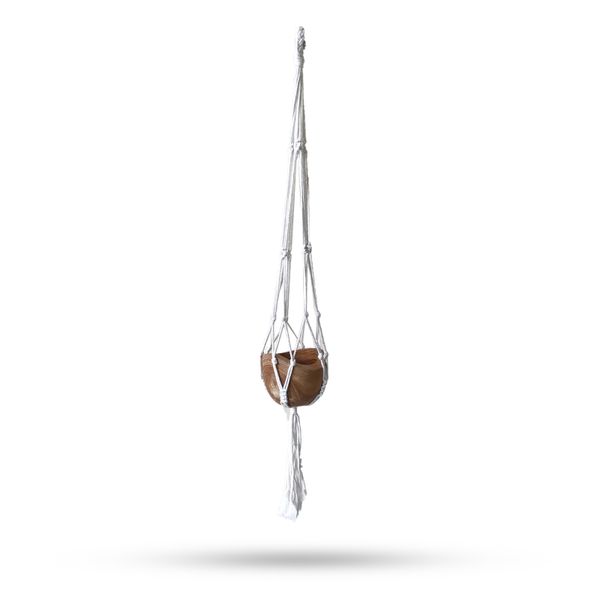 Porta Maceta de Macrame Clasico - Natural Mediano