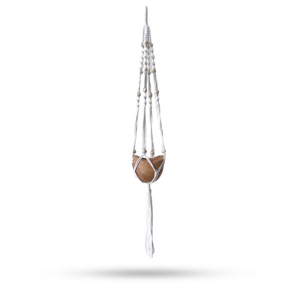 Porta Maceta de Macrame con Cuentas - Natural - 1 Metro