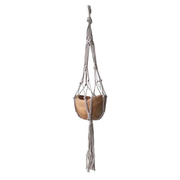 Porta Maceta de Macrame - Beige - 75 cm