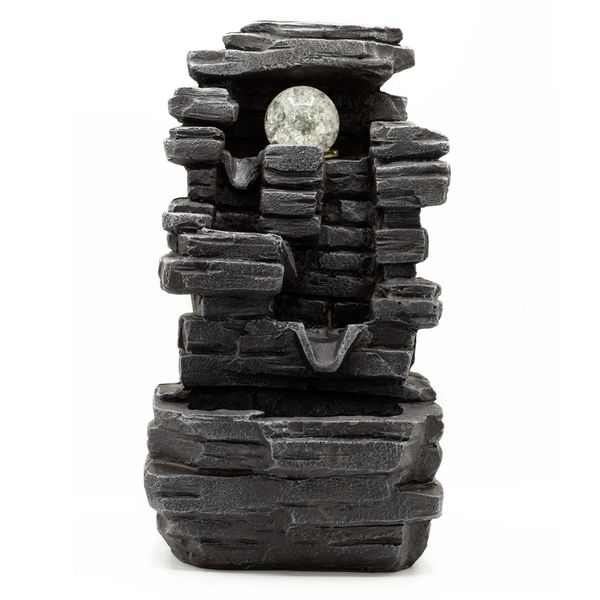Fuente de agua de interior - Formación de rocas y bola de cristal  35cm