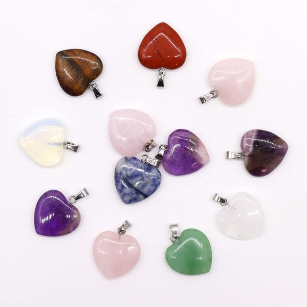 Colgantes de Corazones de Piedras Preciosas (12 surtidos) 20x6mm