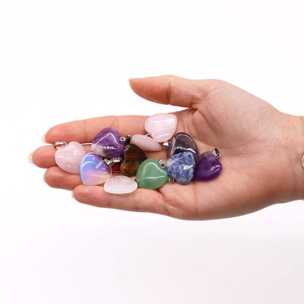 Colgantes de Corazones de Piedras Preciosas (12 surtidos) 20x6mm