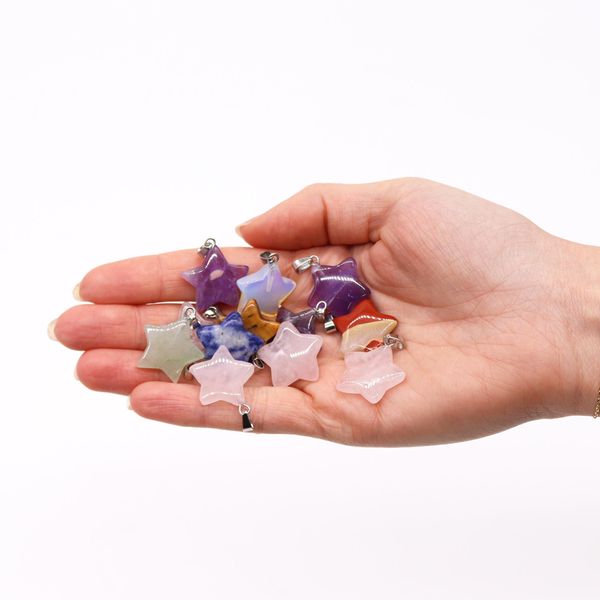 Colgantes de Estrellas de Piedras Preciosas (12 surtidos) 20x6mm