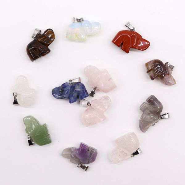 Colgantes de Elefantes de la Suerte de Piedras Preciosas (12 surtidos) 25x15mm