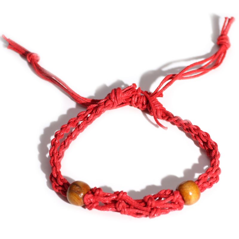 Pulsera de Macrame para Piedras Preciosas  20-28cm - Rojo