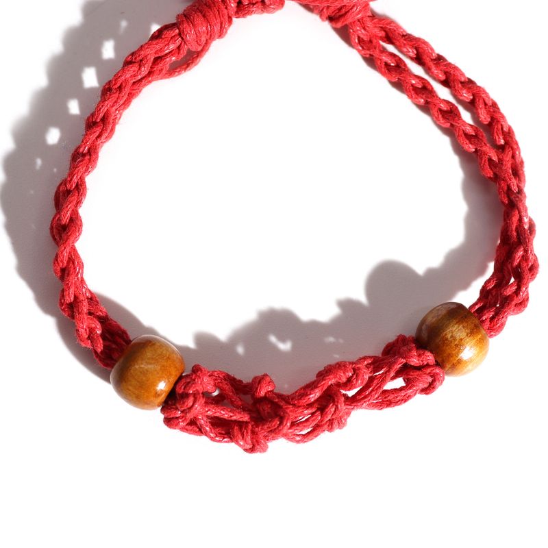 Pulsera de Macrame para Piedras Preciosas  20-28cm - Rojo