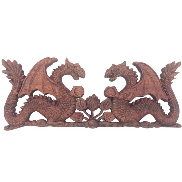 Panel de Madera - Dragon con dos caras - 40x15cm