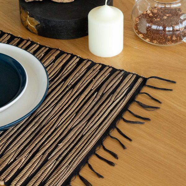 Mantel individual Jacinto de Agua - Tigre negro con flecos