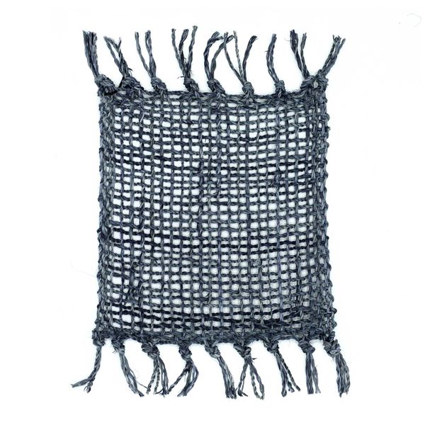 Posavasos Natural con Flecos de Pastos Marinos- Carbón
