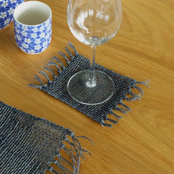 Posavasos Natural con Flecos de Pastos Marinos- Carbón