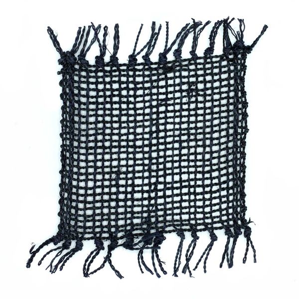 Posavasos Natural con Flecos de Pastos Marinos - Negro