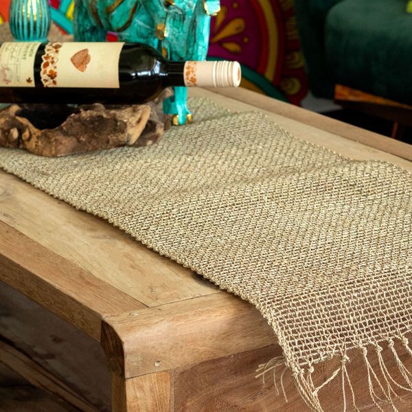 Mantel natural con flecos de algas marinas - 150 cm
