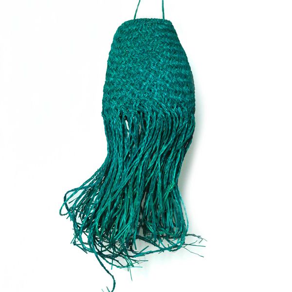 Pantalla de Lámpara de Suspensión Trenzada en Doum Teal - 20x15cm
