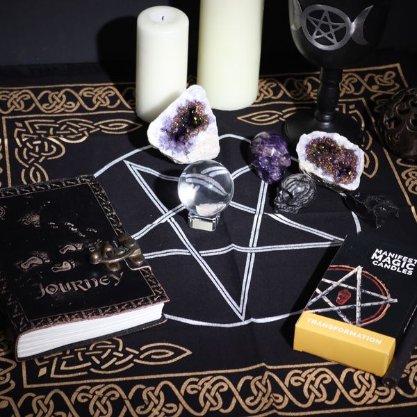 Mantel de altar con flecos esotéricos - Pentágono