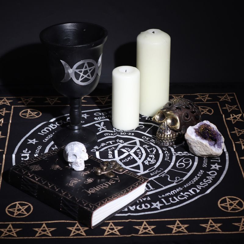 Mantel de altar con flecos esotéricos - Vida, Muerte, Renacimiento