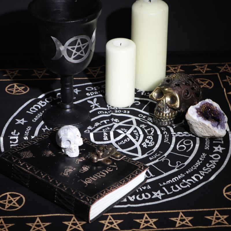 Mantel de altar con flecos esotéricos - Vida, Muerte, Renacimiento