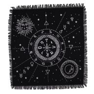 Mantel de altar con flecos esotéricos - Gráfico de la Luna y el Sol