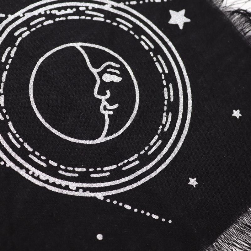 Mantel de altar con flecos esotéricos - Gráfico de la Luna y el Sol