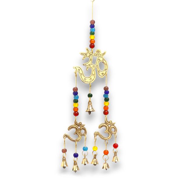 Carillón Indio - Om con Chakra - 7 Campanas - 9.5x32cm