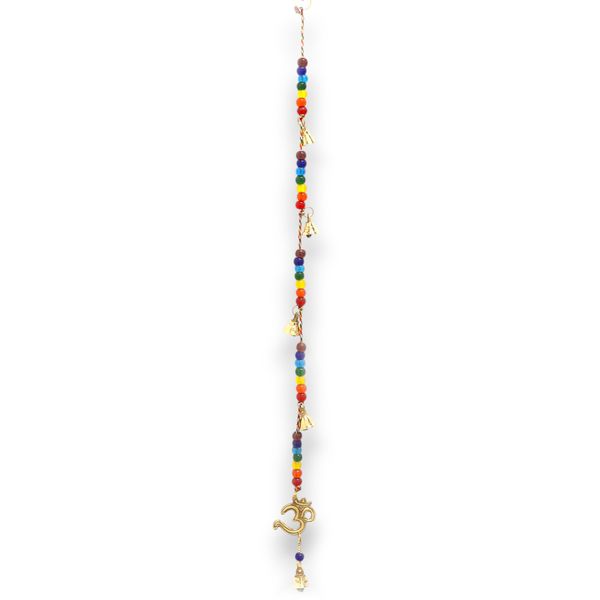 Carillón Indio - OM de latón con Cuentas de Chakra en Cuerda - 53cm