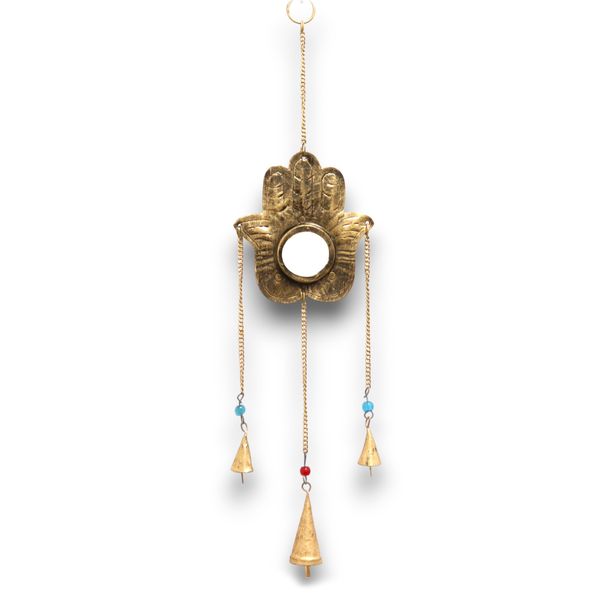 Carillones Indios - Hamsa Espejo 3 Campanas - 14x55cm