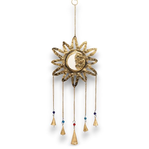 Carillones Indios - Sol Luna Espejo 5 Campanas - 12x65cm