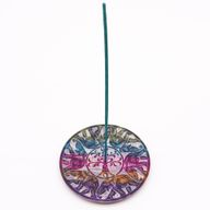 Porta Incienso en forma de disco de Esteatita de 12 cm - 6 Elefantes de la suerte