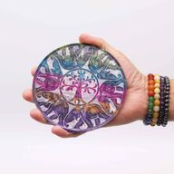 Porta Incienso en forma de disco de Esteatita de 12 cm - 6 Elefantes de la suerte