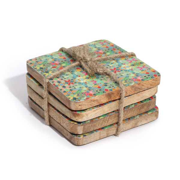 Set de 4 Posavasos Cuadrados - Azulejos Mediterráneos