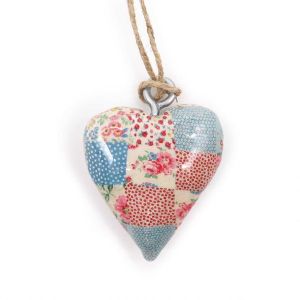 Corazones de Madera Decorativos Pequeños: Cuadros azules y rojos