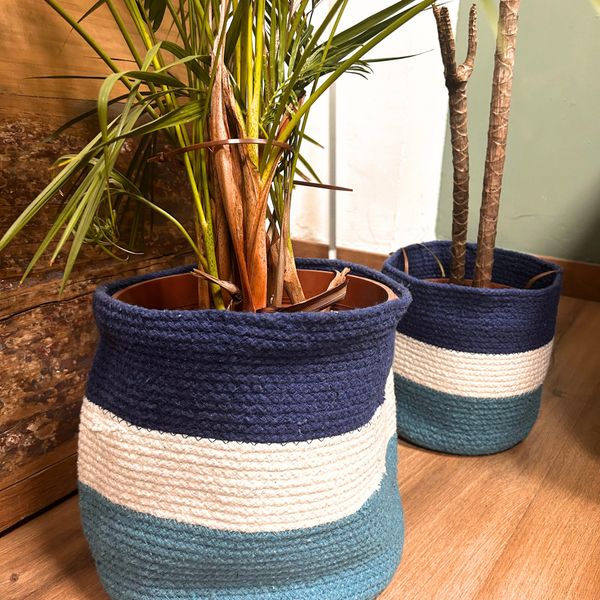 Juego de 3 Cestas de Yute - Ojo de Protección  - 15 cm / 20 cm / 25 cm
