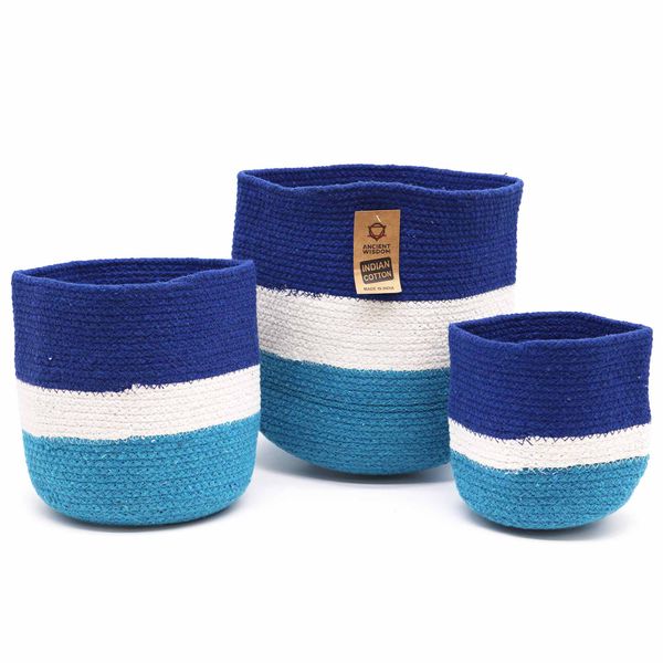 Juego de 3 Cestas de Yute - Ojo de Protección  - 15 cm / 20 cm / 25 cm
