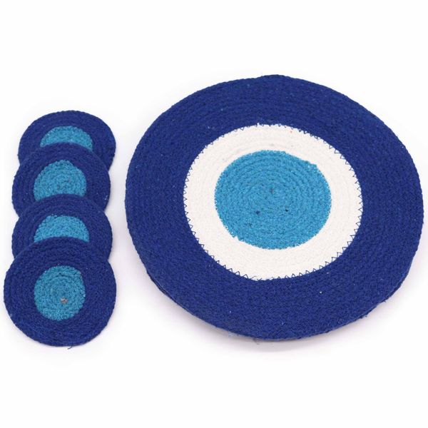 Juego de Posavasos y Manteles individuales de Yute - Ojo de Protección 4 de cada uno