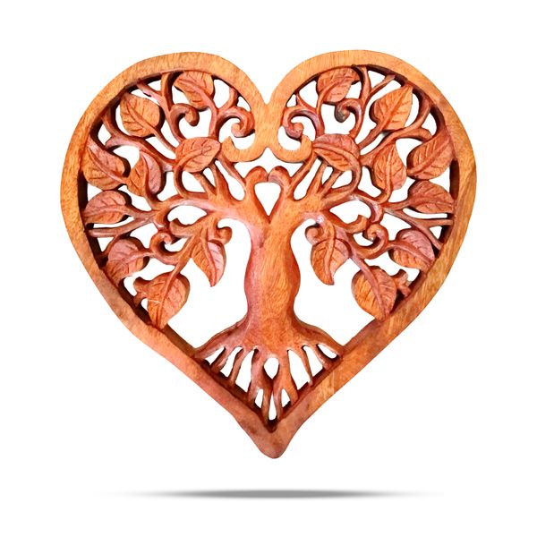 Panel de Madera en Forma de Corazón con Árbol de la Vida 40 cm