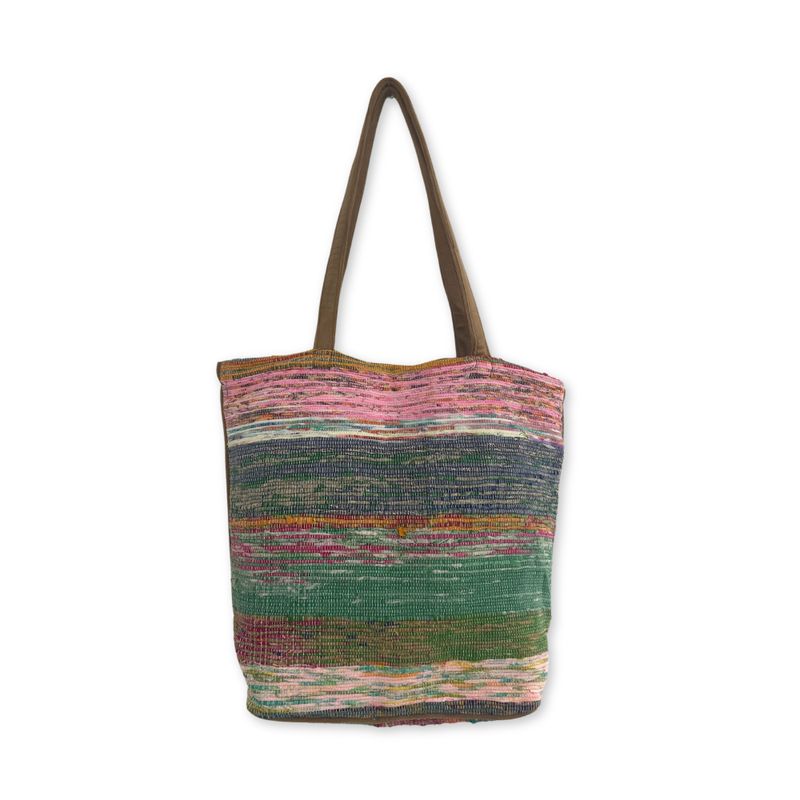 Bolsa Grande de Tela de Alfombra Reciclada - Tonos de Rosa
