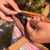 Bolsa Grande de Tela de Alfombra Reciclada - Tonos de Rosa