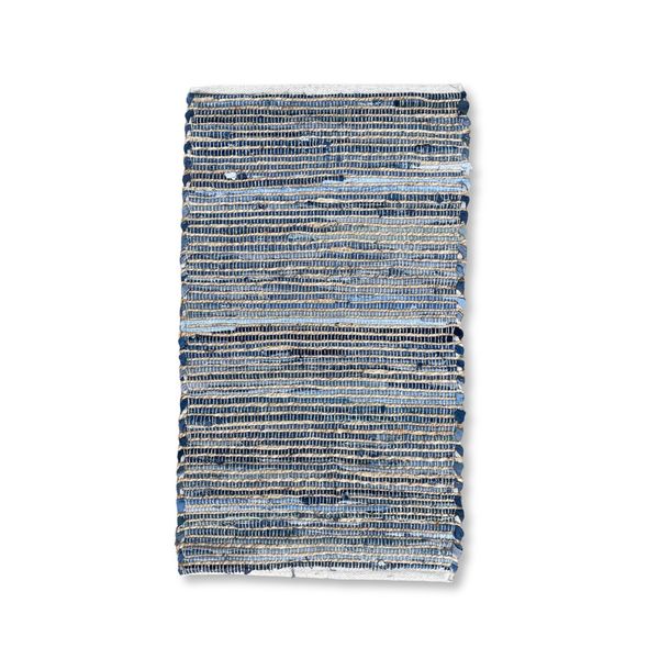 Alfombra Pequeña de Yute y Algodón Reciclado - 50x90cm - Azul