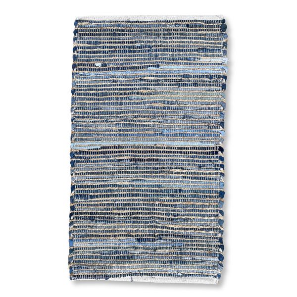 Alfombra Mediana de Yute y Algodón Reciclado - 90x150cm - Azul