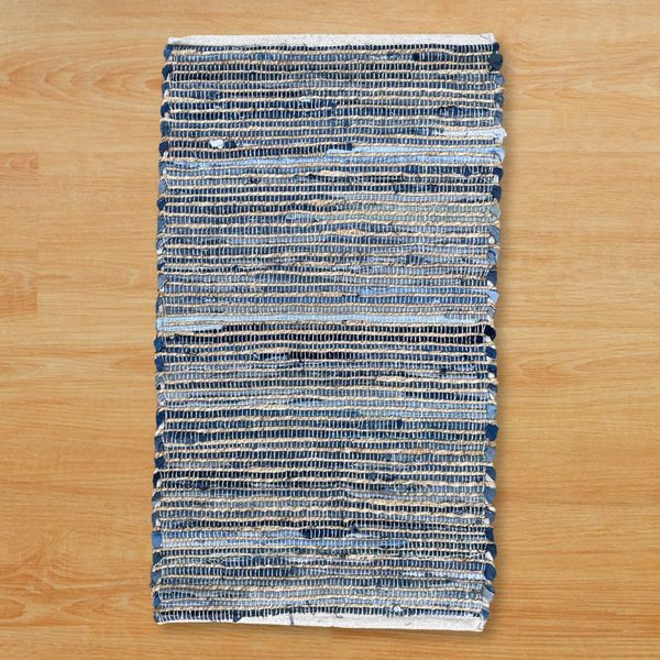Alfombra Mediana de Yute y Algodón Reciclado - 90x150cm - Azul