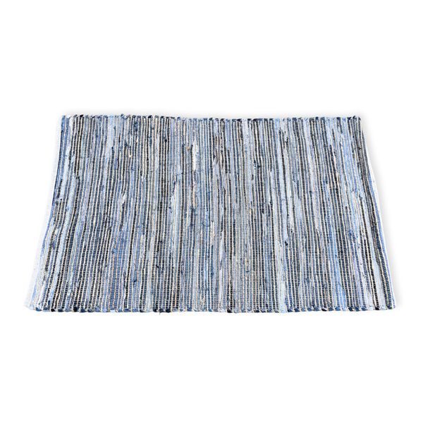 Alfombra grande de Yute y Algodón Reciclado - 130x170cm - Azul