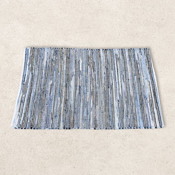Alfombra grande de Yute y Algodón Reciclado - 130x170cm - Azul