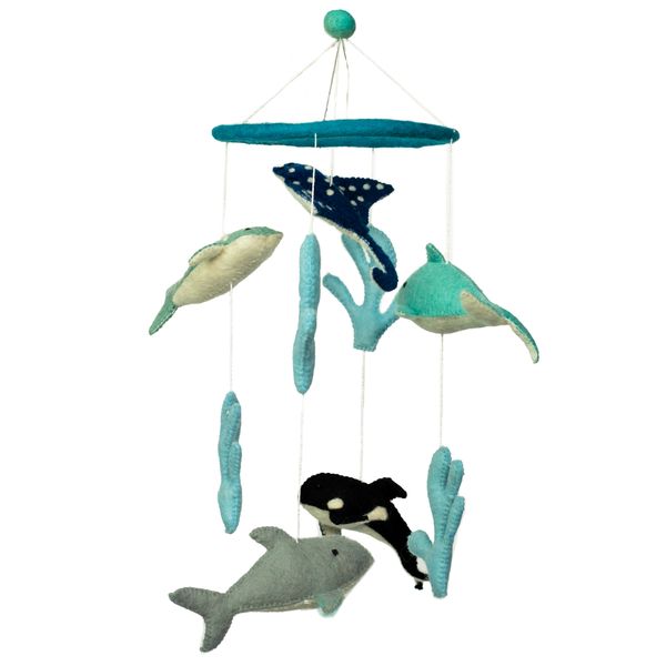 Móvil de Fieltro hecho a mano - Delfines y Vida Marina